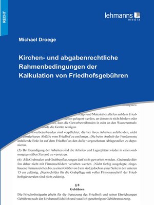 cover image of Kirchen- und abgabenrechtliche Rahmenbedingungen der Kalkulation von Friedhofsgebühren